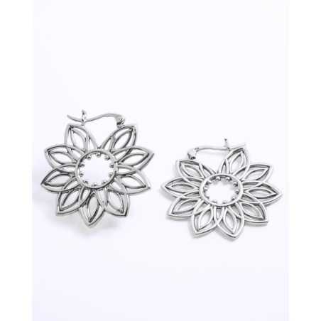 NALEDI Earrings | Silver earrings in the shape of a flower - moon