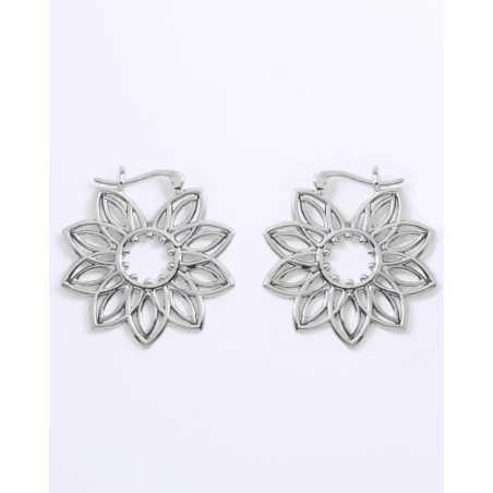 NALEDI Earrings | Silver earrings in the shape of a flower - moon