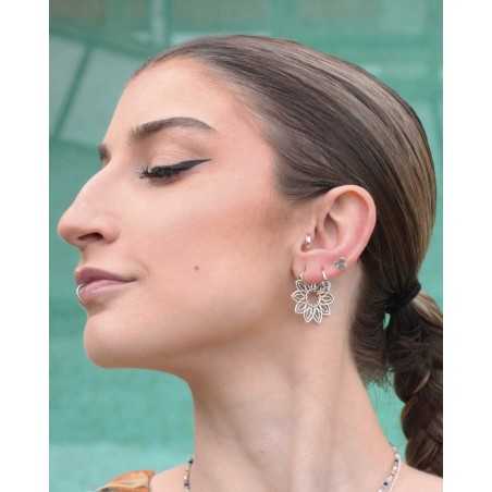 NALEDI Earrings | Silver earrings in the shape of a flower - moon