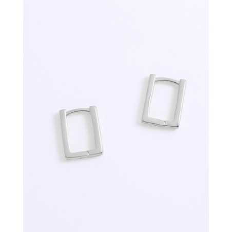Ghaada Hoops | Rectangular Basics in Silver - Moon