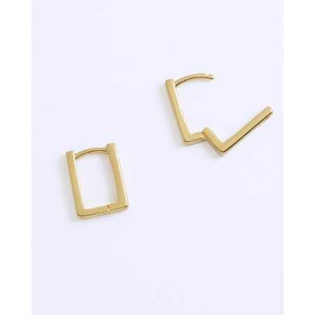Ghaada Hoops Gold | Rectangular Basics in Silver - Moon