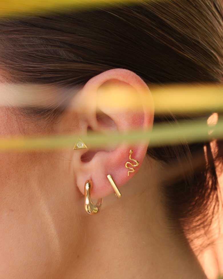 Aros Ghaada Oro | En plata básicos forma rectangular - moon