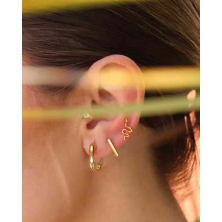 Ghaada Hoops Gold | Rectangular Basics in Silver - Moon