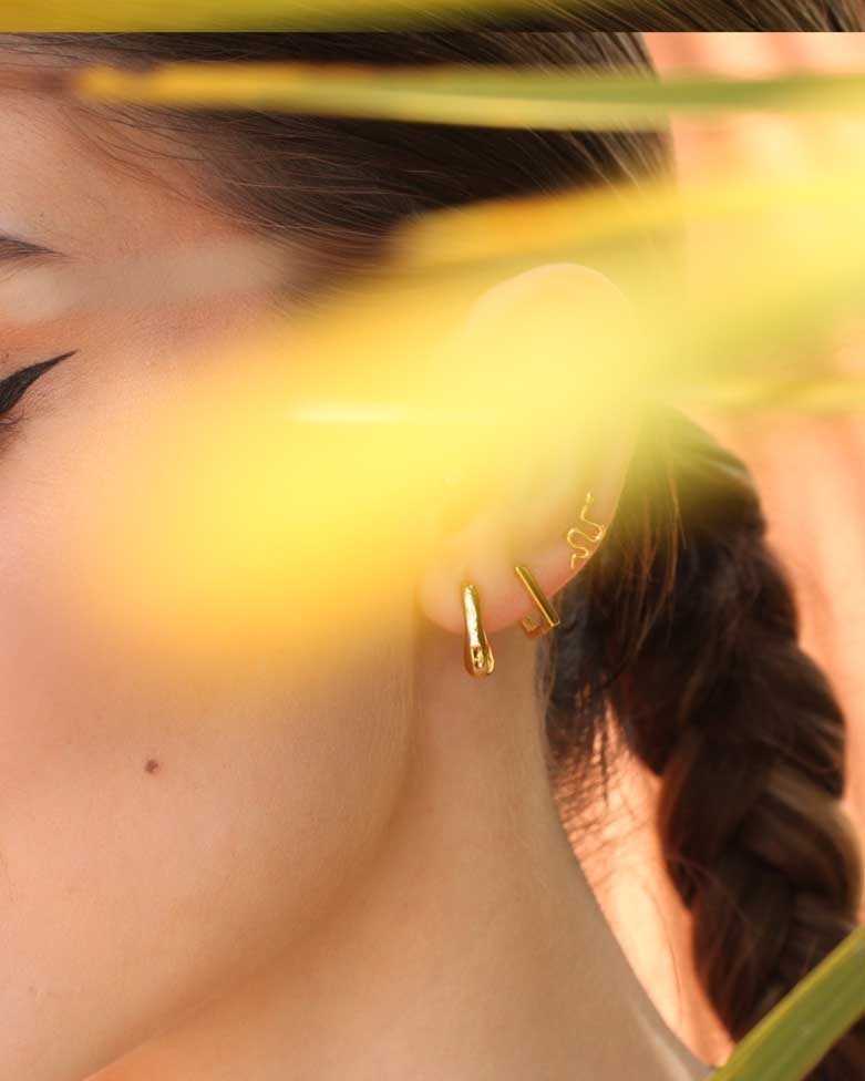 Aros Ghaada Oro | En plata básicos forma rectangular - moon
