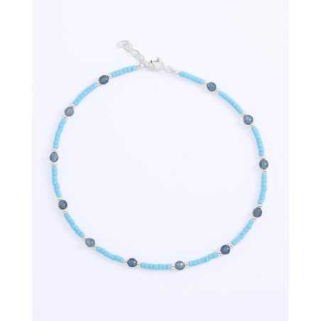 Eshu Anklet | Blue and silver stone balls - moon
