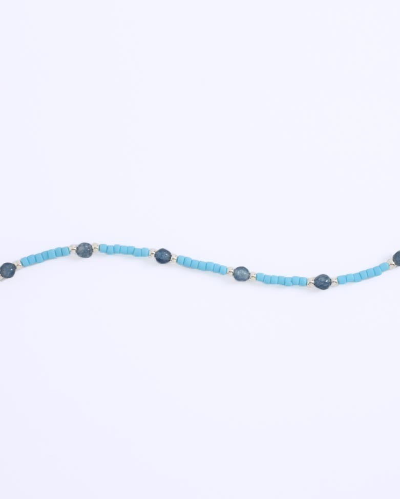 Eshu Anklet | Blue and silver stone balls - moon