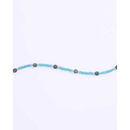 Eshu Anklet | Blue and silver stone balls - moon
