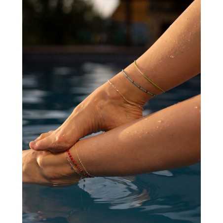 Eshu Anklet | Blue and silver stone balls - moon