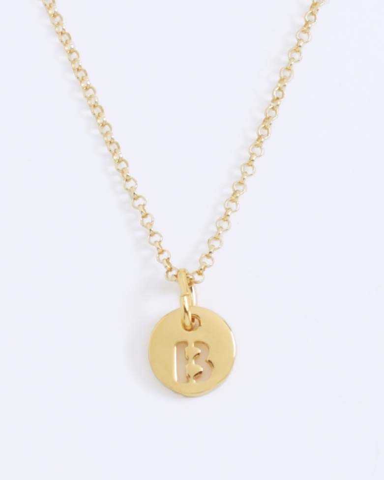 LHUME Necklace | Elegant Initial Disc Necklace in Silver - Moon