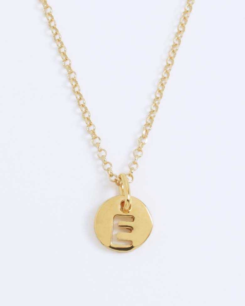LHUME Necklace | Elegant Initial Disc Necklace in Silver - Moon