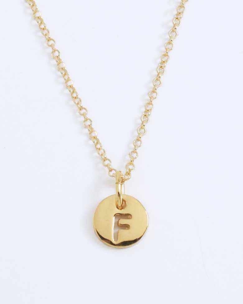 LHUME Necklace | Elegant Initial Disc Necklace in Silver - Moon
