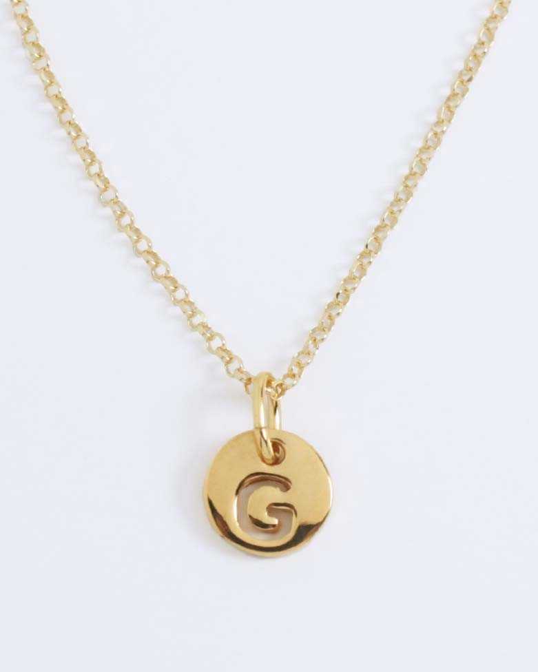 LHUME Necklace | Elegant Initial Disc Necklace in Silver - Moon
