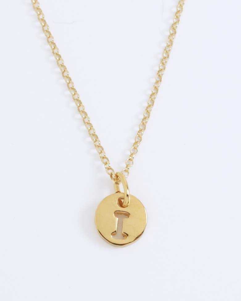 LHUME Necklace | Elegant Initial Disc Necklace in Silver - Moon