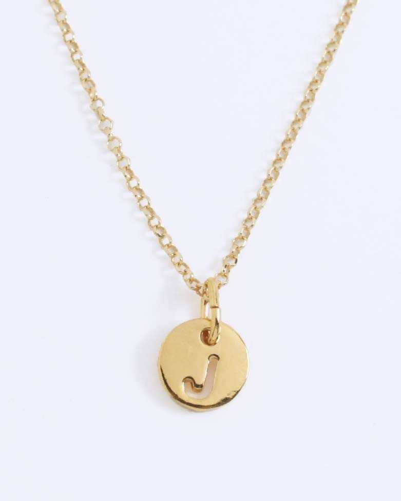 LHUME Necklace | Elegant Initial Disc Necklace in Silver - Moon