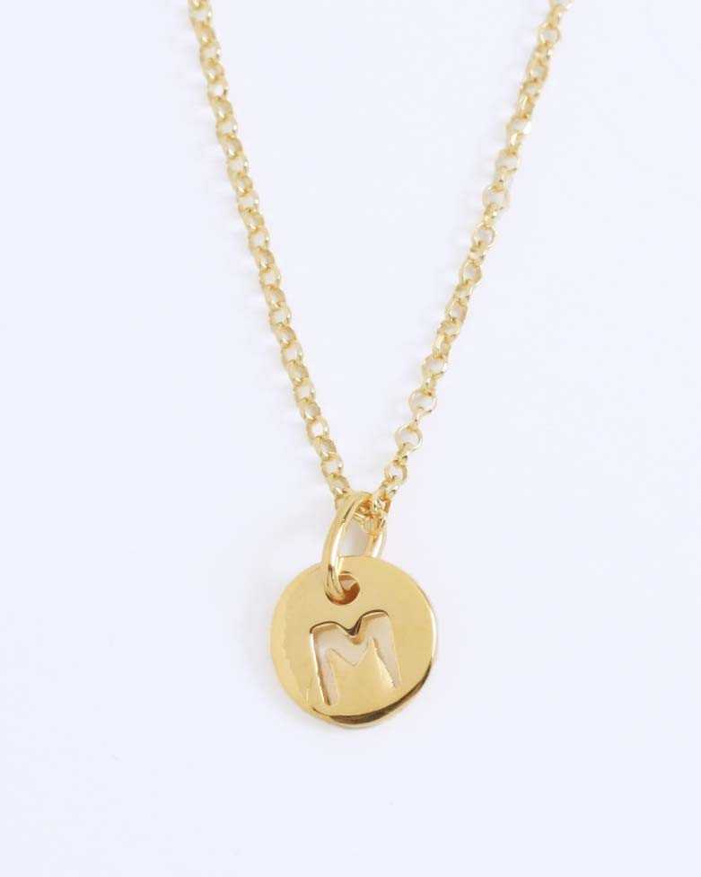 LHUME Necklace | Elegant Initial Disc Necklace in Silver - Moon