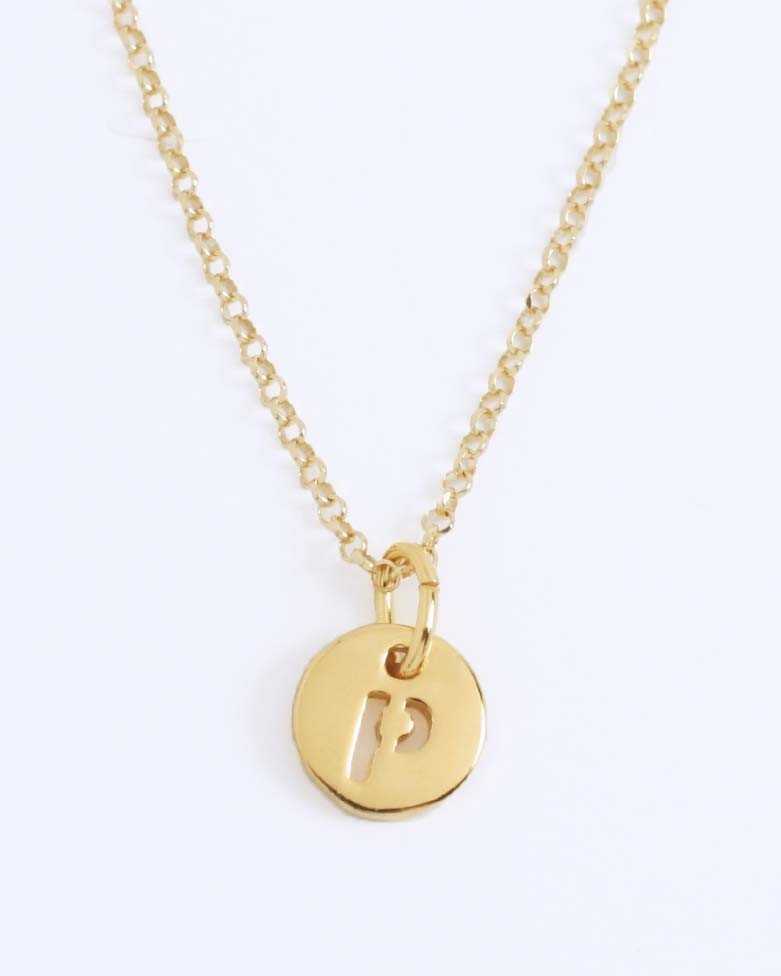 LHUME Necklace | Elegant Initial Disc Necklace in Silver - Moon