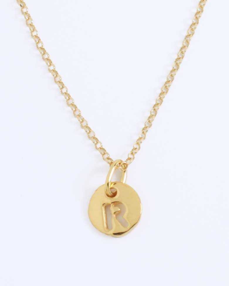LHUME Necklace | Elegant Initial Disc Necklace in Silver - Moon