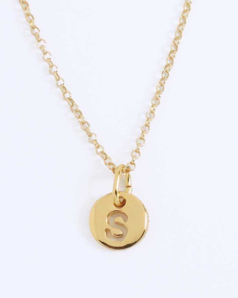 LHUME Necklace | Elegant Initial Disc Necklace in Silver - Moon