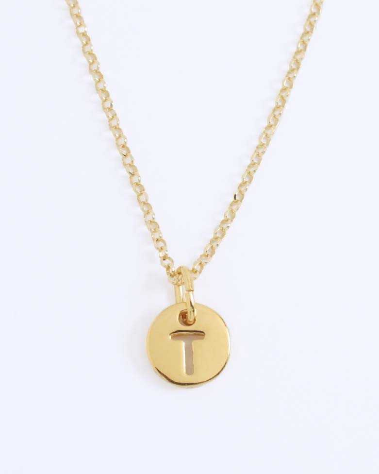 LHUME Necklace | Elegant Initial Disc Necklace in Silver - Moon