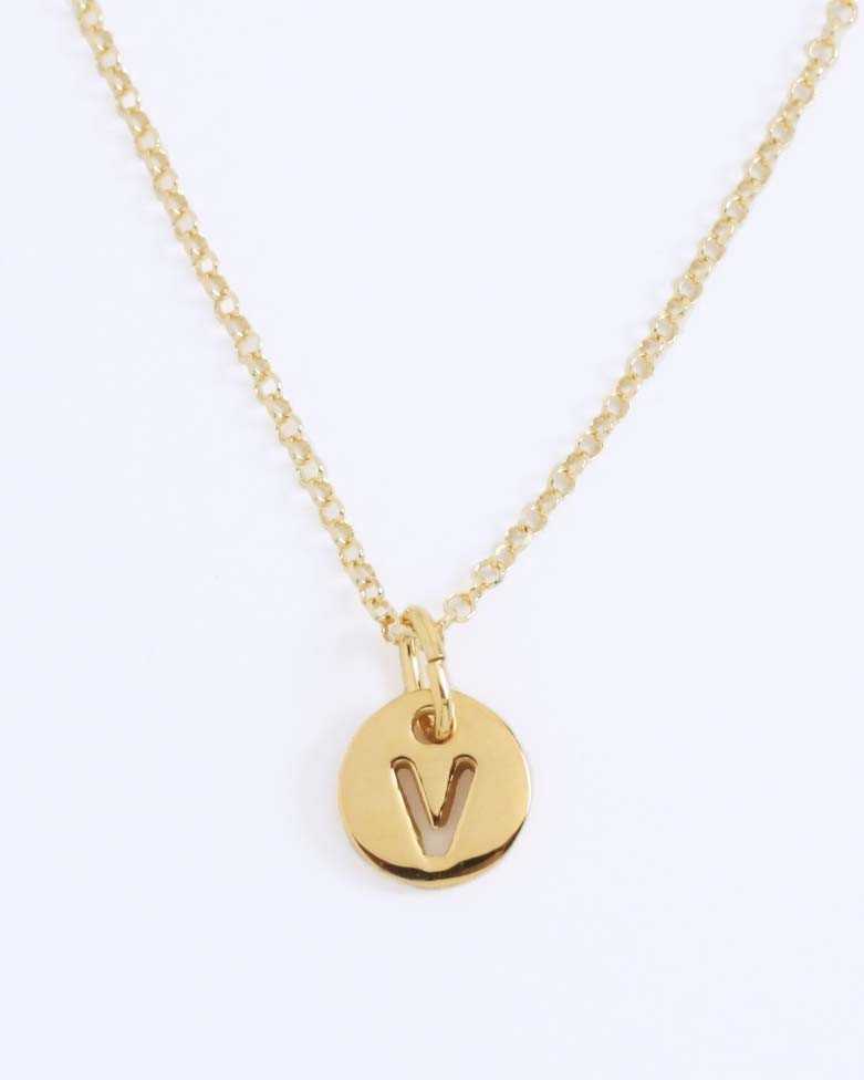 LHUME Necklace | Elegant Initial Disc Necklace in Silver - Moon