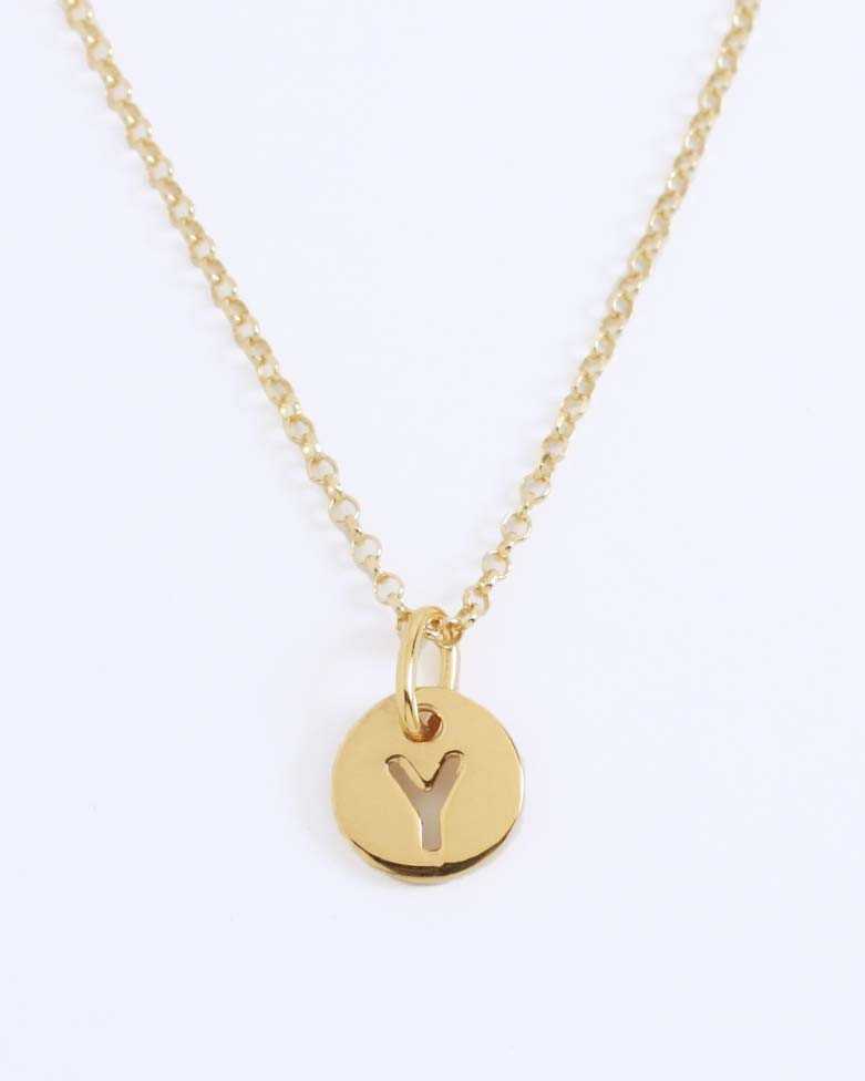LHUME Necklace | Elegant Initial Disc Necklace in Silver - Moon