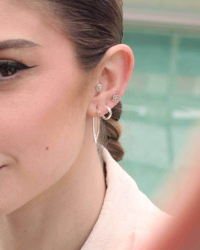 SHANGO Hoops | Small Square Silver Earrings - Moon