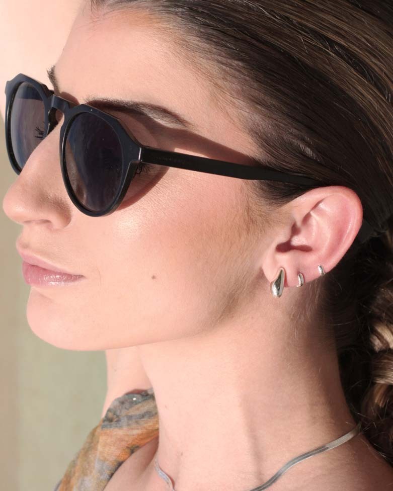Pendientes Lakshu | Pendientes Plata Gota Asimétrica - Moon