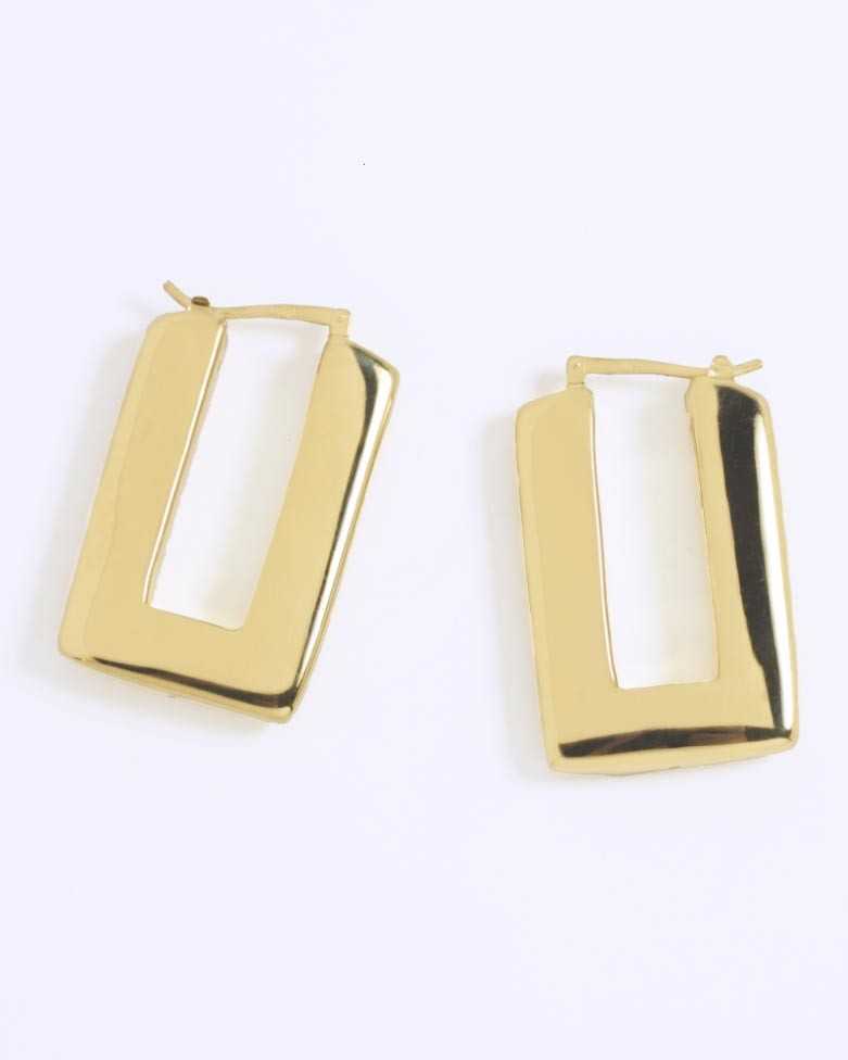 KITI Gold Hoops | Thick elongated rectangular hoops in gold - moon