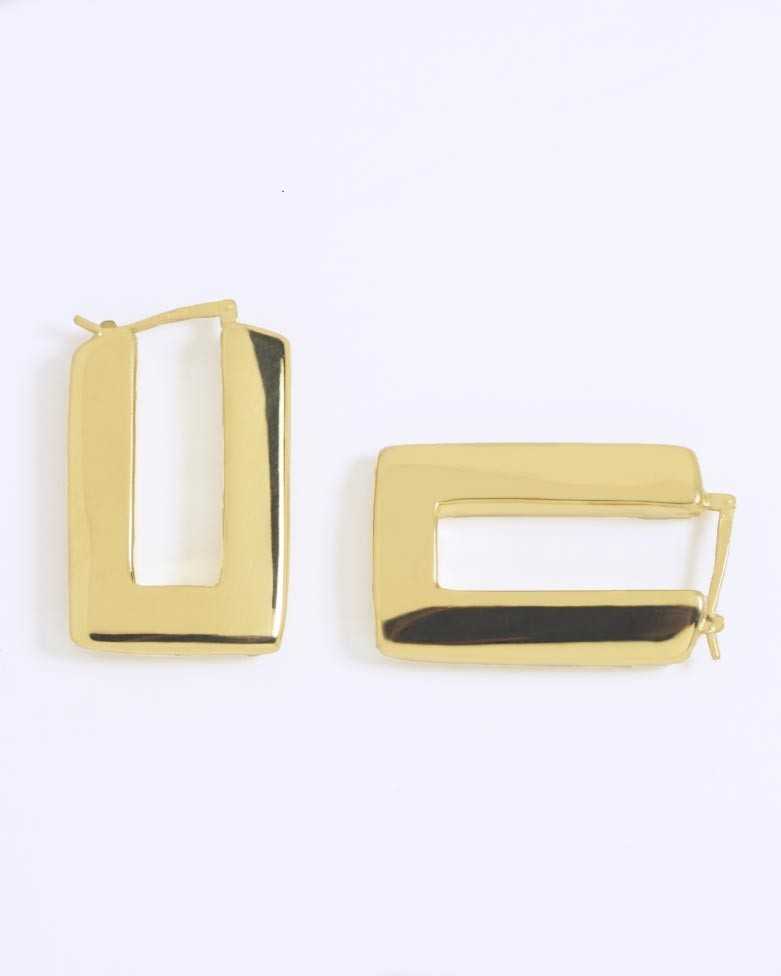 KITI Gold Hoops | Thick elongated rectangular hoops in gold - moon