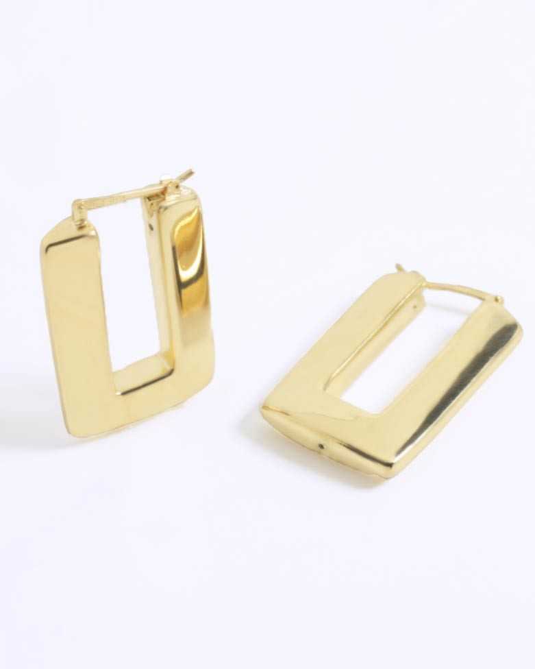 KITI Gold Hoops | Thick elongated rectangular hoops in gold - moon
