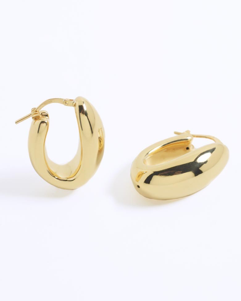 Aros MUNAY Oro| Pendientes ovalados y gruesos en dorado - moon