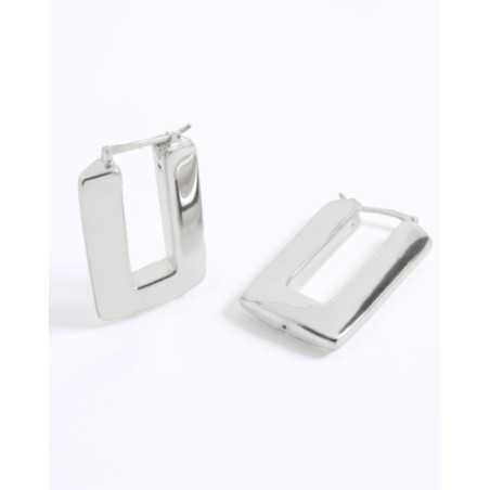 KITI Hoops | Thick elongated rectangular hoops in silver - moon