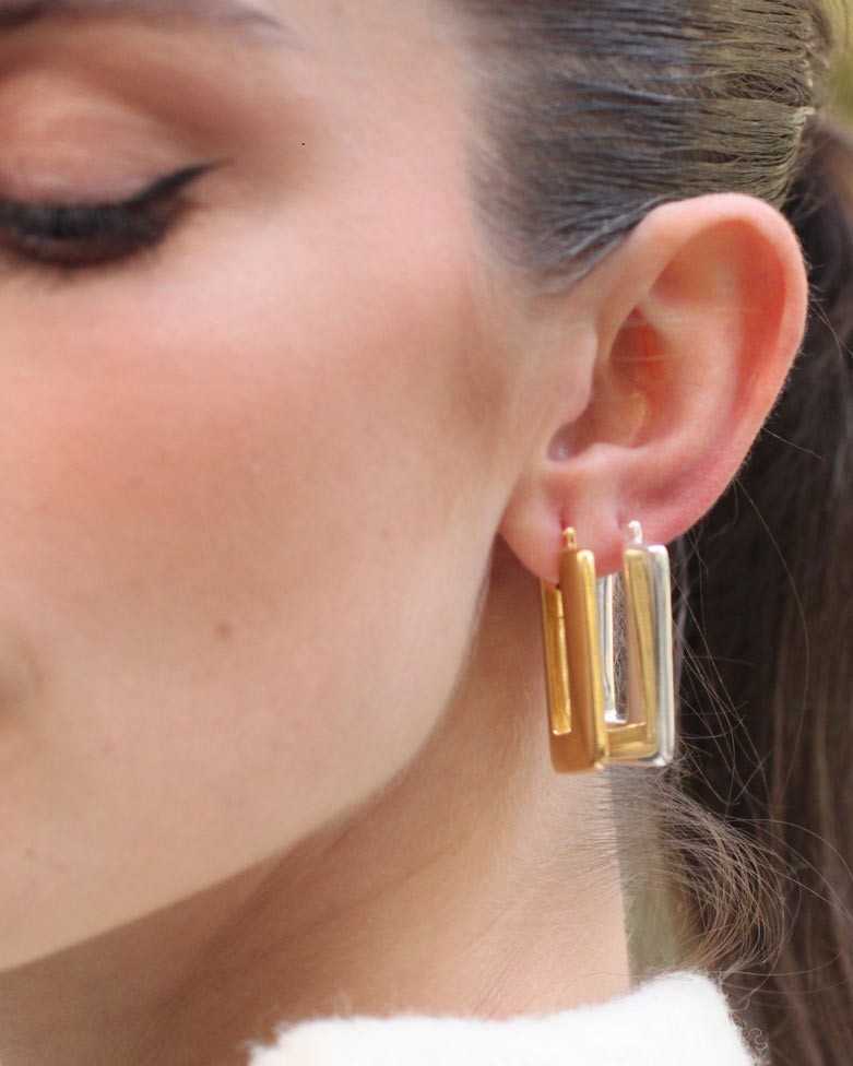 Aros KITI Oro| Aros rectangulares alargados gruesos en dorado - moon