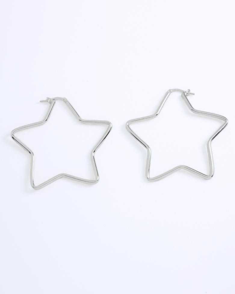 TEKO Hoops | Star Shaped Silver Earrings - moon