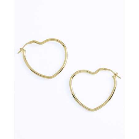 Aros HEART Middle Gold | Romantic heart shaped hoops - moon