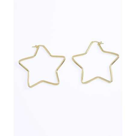 TEKA gold hoops | Golden silver star-shaped earrings - moon