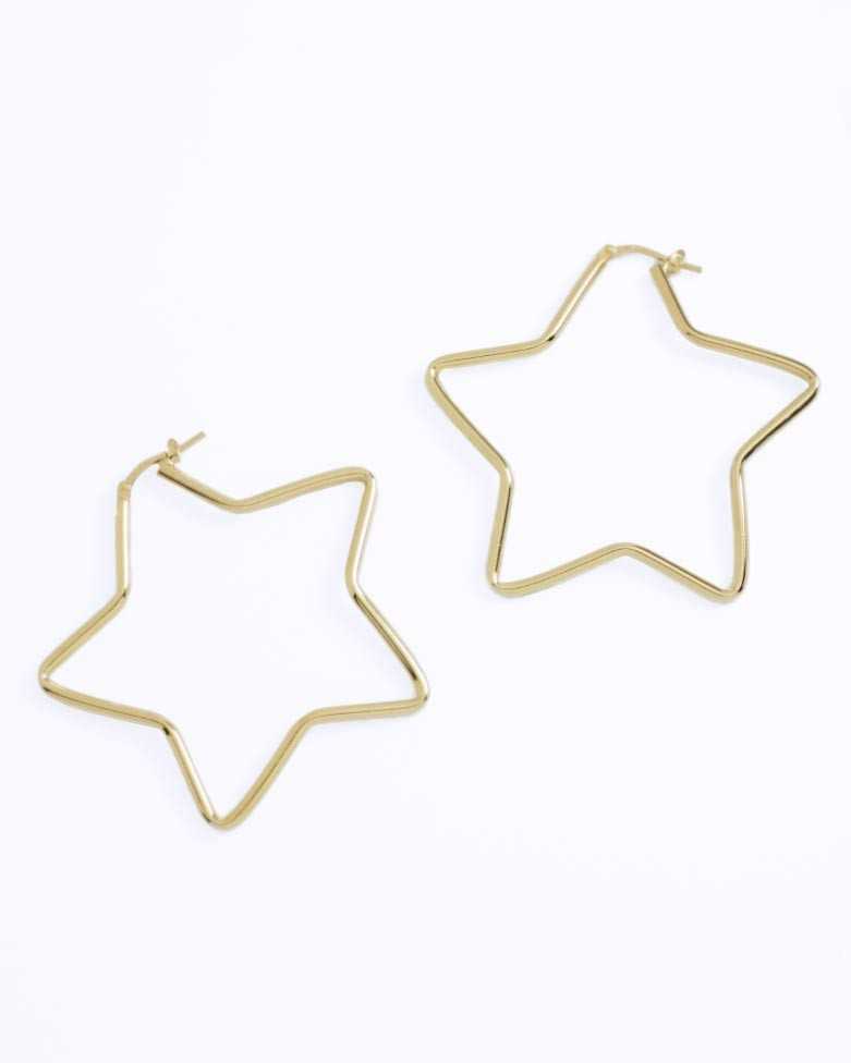 Aros TEKA oro | Pendientes en plata dorada forma estrella - moon