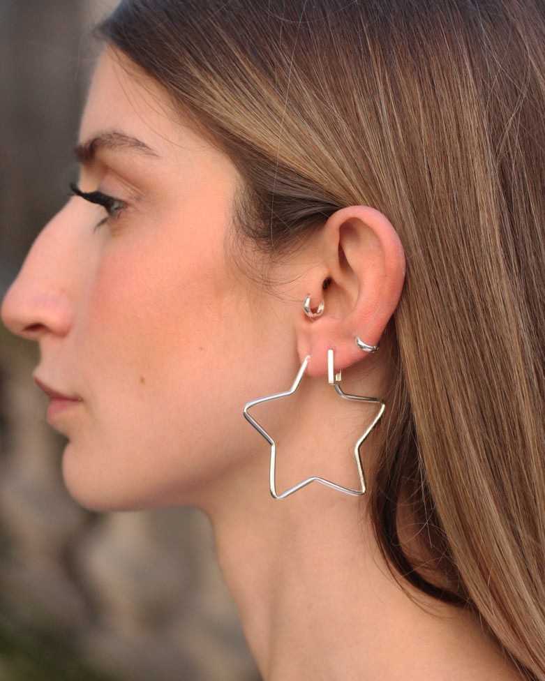 TEKO Hoops | Star Shaped Silver Earrings - moon
