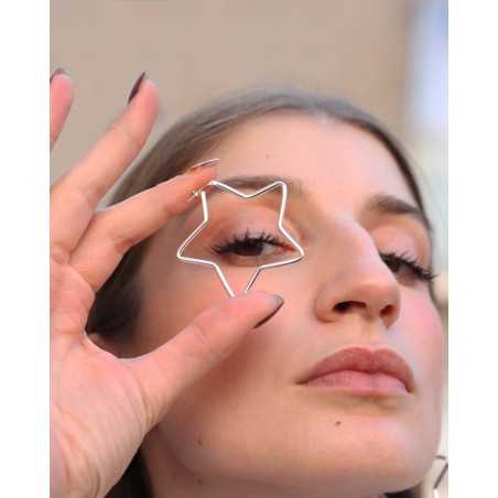 TEKO Hoops | Star Shaped Silver Earrings - moon
