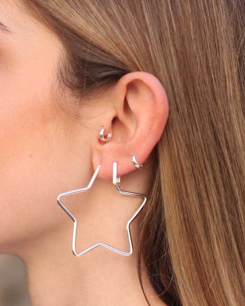 TEKO Hoops | Star Shaped Silver Earrings - moon