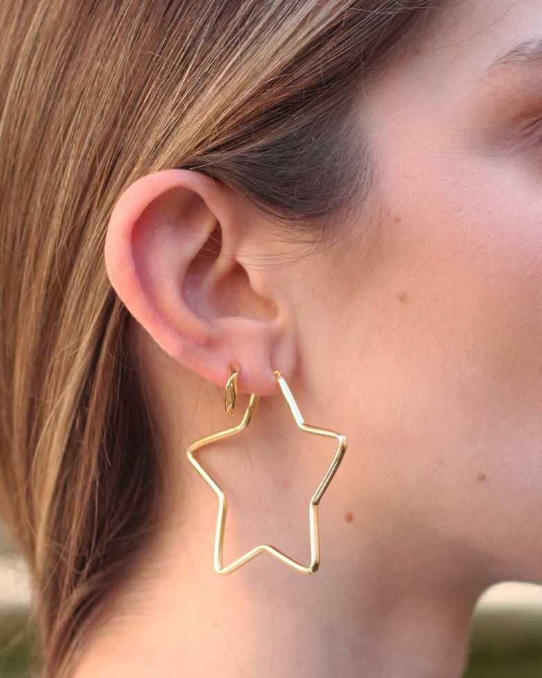 Aros TEKA oro | Pendientes en plata dorada forma estrella - moon