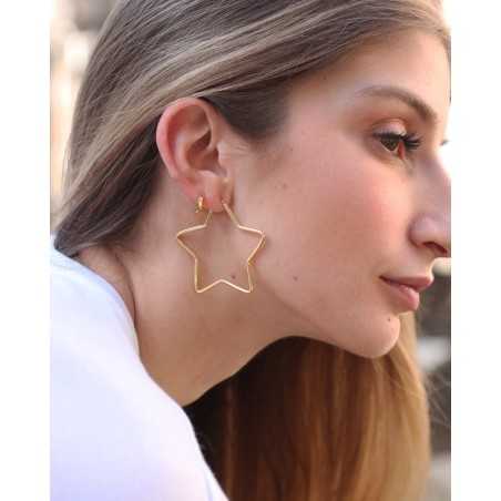 TEKA gold hoops | Golden silver star-shaped earrings - moon