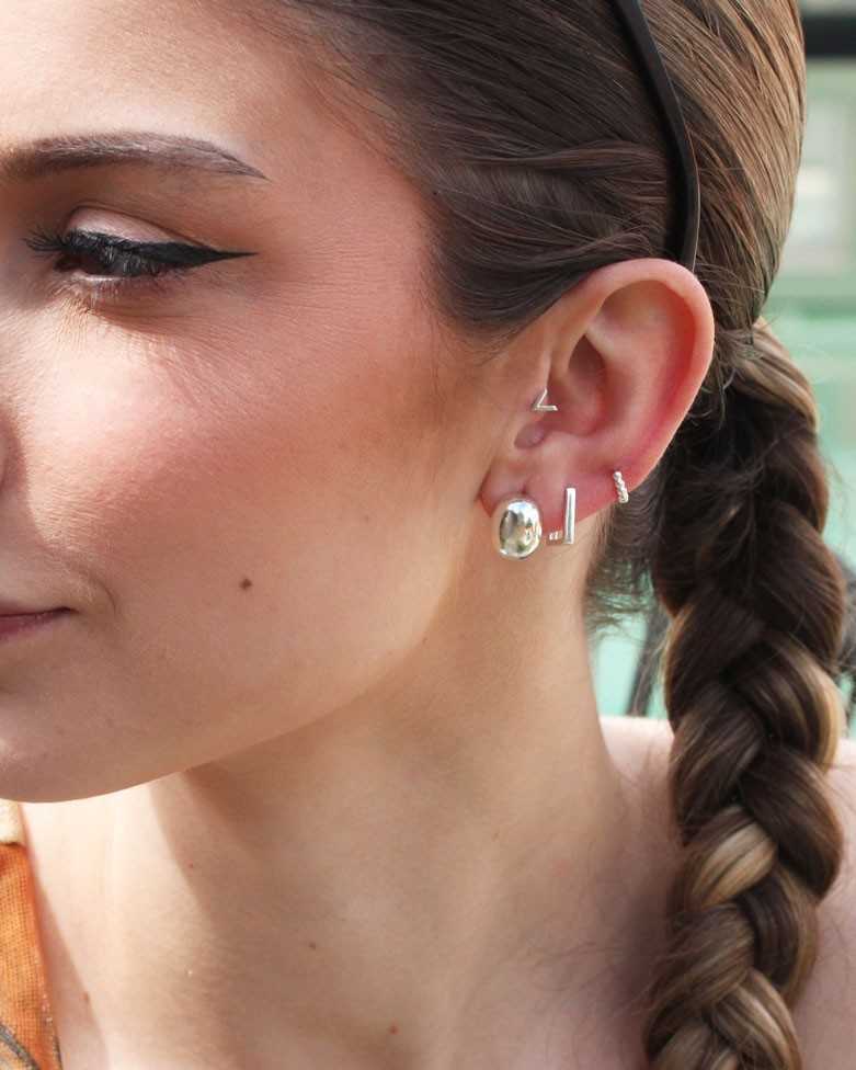 Ghaada Hoops | Rectangular Basics in Silver - Moon