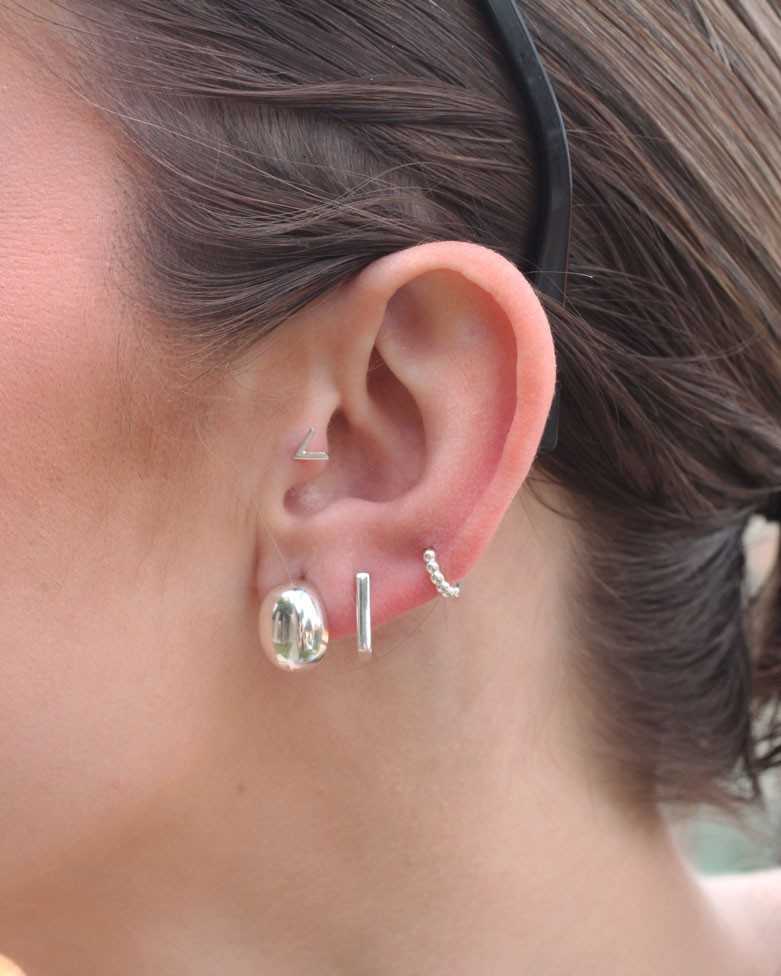 Ghaada Hoops | Rectangular Basics in Silver - Moon