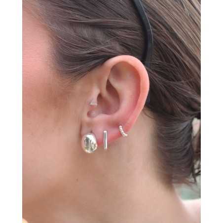 Ghaada Hoops | Rectangular Basics in Silver - Moon
