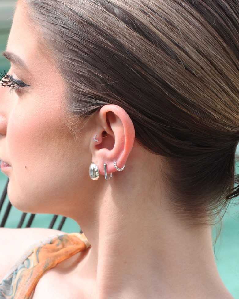Ghaada Hoops | Rectangular Basics in Silver - Moon