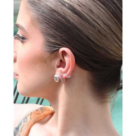 Ghaada Hoops | Rectangular Basics in Silver - Moon