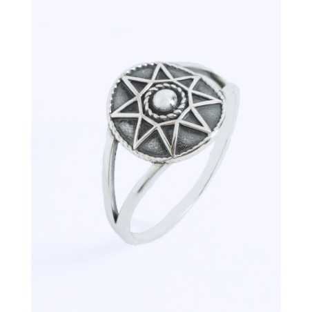 DUNIYA ring | Oxidized Round with Embossed Star and Ball | moon