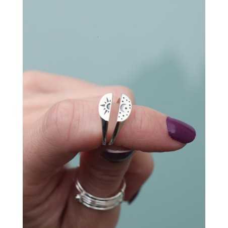 MASOYI ring | Day and Night Signet Style Silver Rings - moon
