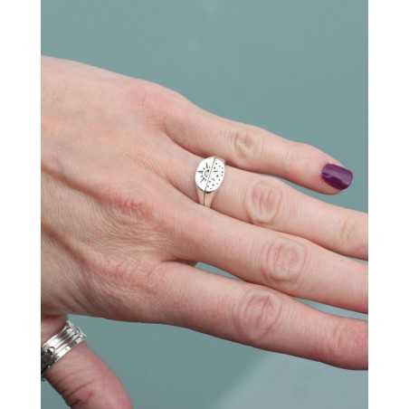 MASOYI ring | Day and Night Signet Style Silver Rings - moon